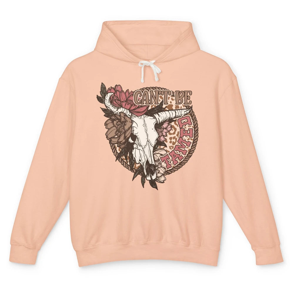 Floral Boho Bull Skull Can't Be Tamed Desert Western Country Unisex Lightweight Hoodie