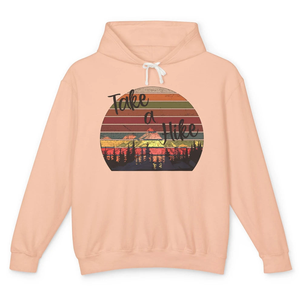 Vintage Take A Hike Sunset Hiker Hiking Camping Lover Gift Unisex Lightweight Hoodie