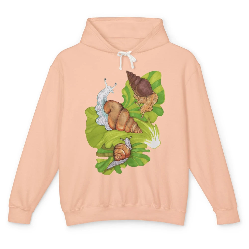 Cool Snail Shell Happy Snails On Leaf Life Watercolor Animal Unisex Lightweight Hoodie