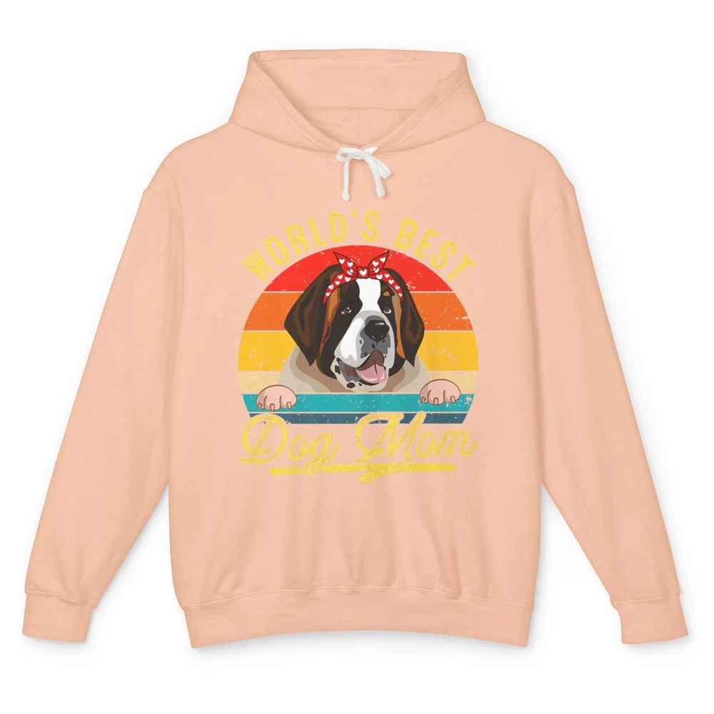 World Best Saint Bernard Dog Mom Funny Sunflower Mothers Day Unisex Lightweight Hoodie