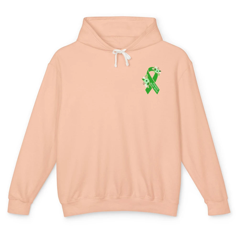 Traumatic Brain Injury Awareness Floral Green Ribbon TBI Unisex Lightweight Hoodie