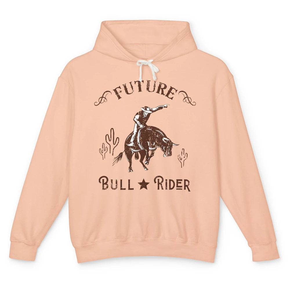 Retro Future Bull Rider Cowboy Western Country Cactus Riding Unisex Lightweight Hoodie