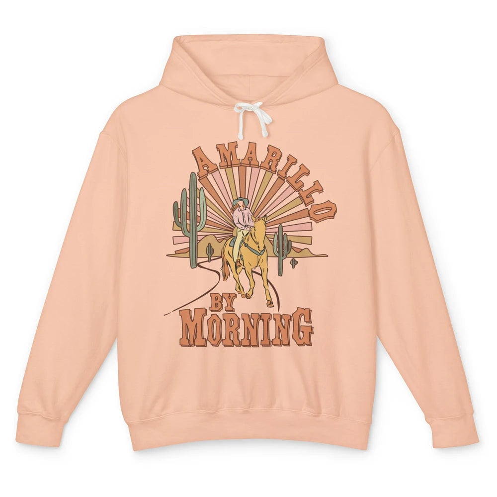 Retro Desert Cowboy Riding Horse Amarillo By Morning Western Unisex Lightweight Hoodie