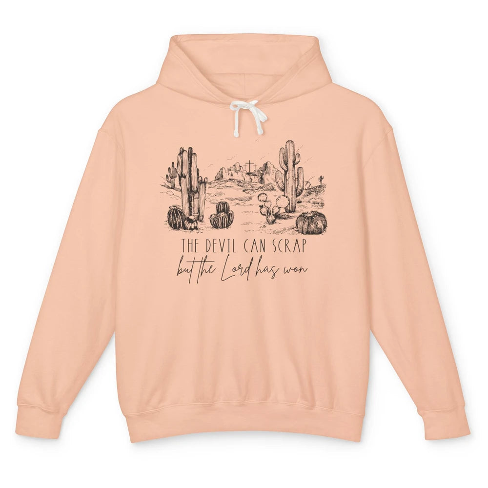 The Devil Can Scrap But The Lord Has Won Western Christian Unisex Lightweight Hoodie