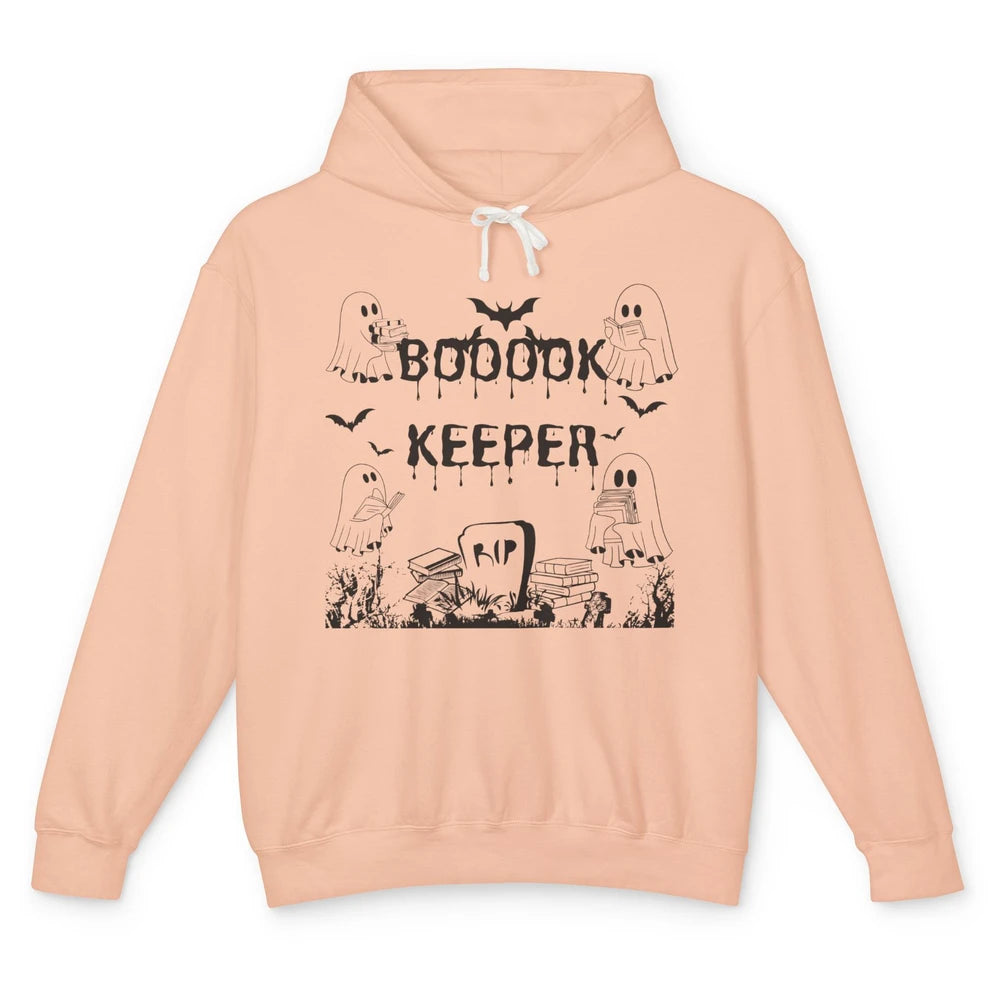 Ghost Reading Bookkeeper Librarian Halloween Book Lover Gift Unisex Lightweight Hoodie