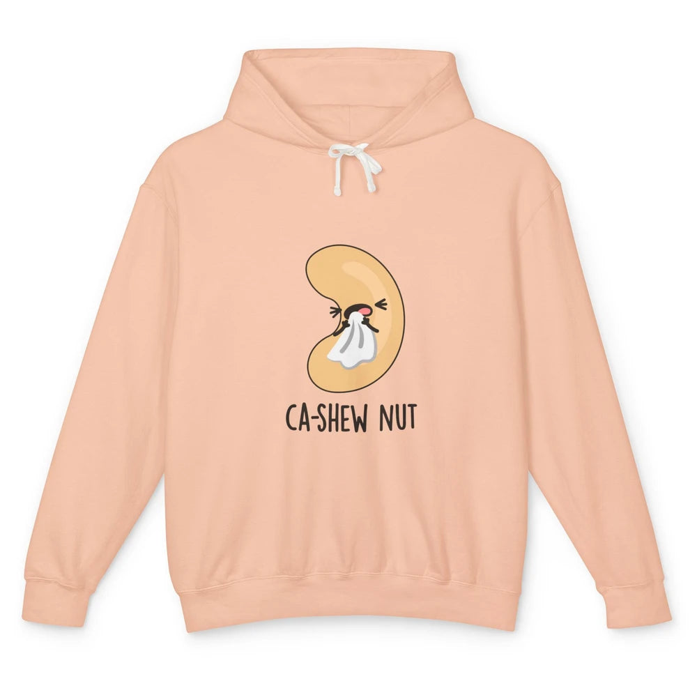 Funny Cashew Nut Sneezing Food Pun Sarcastic Humor Vegan Unisex Lightweight Hoodie