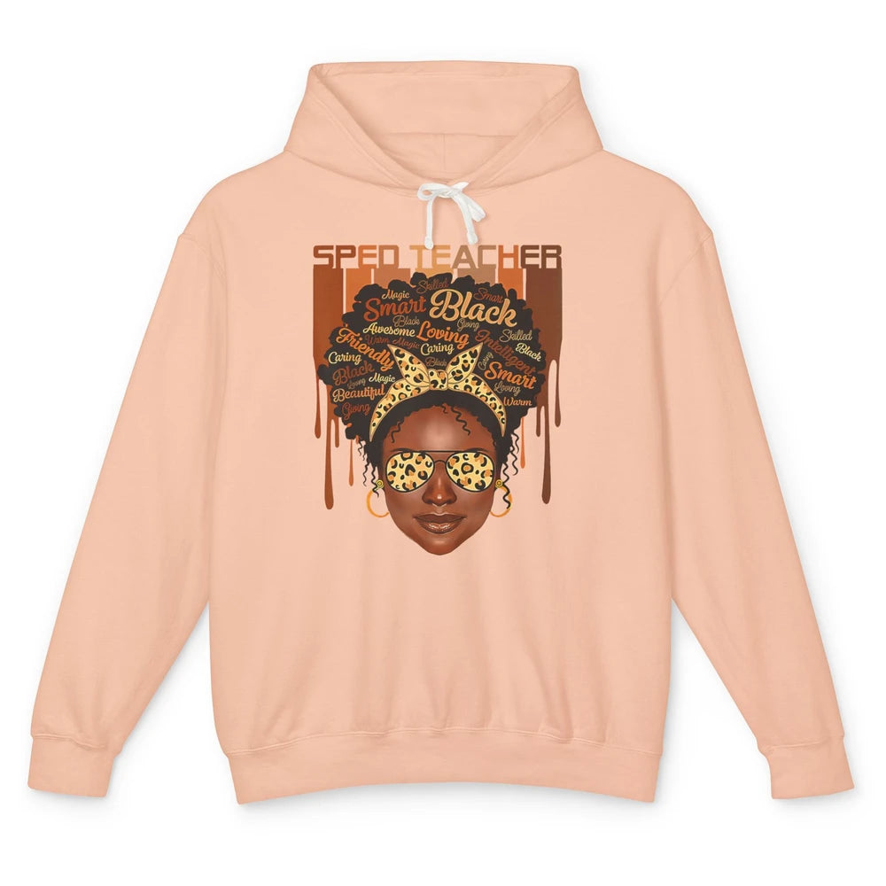 Black Woman Sped Teacher Afro Melanin Special Education SLP Unisex Lightweight Hoodie