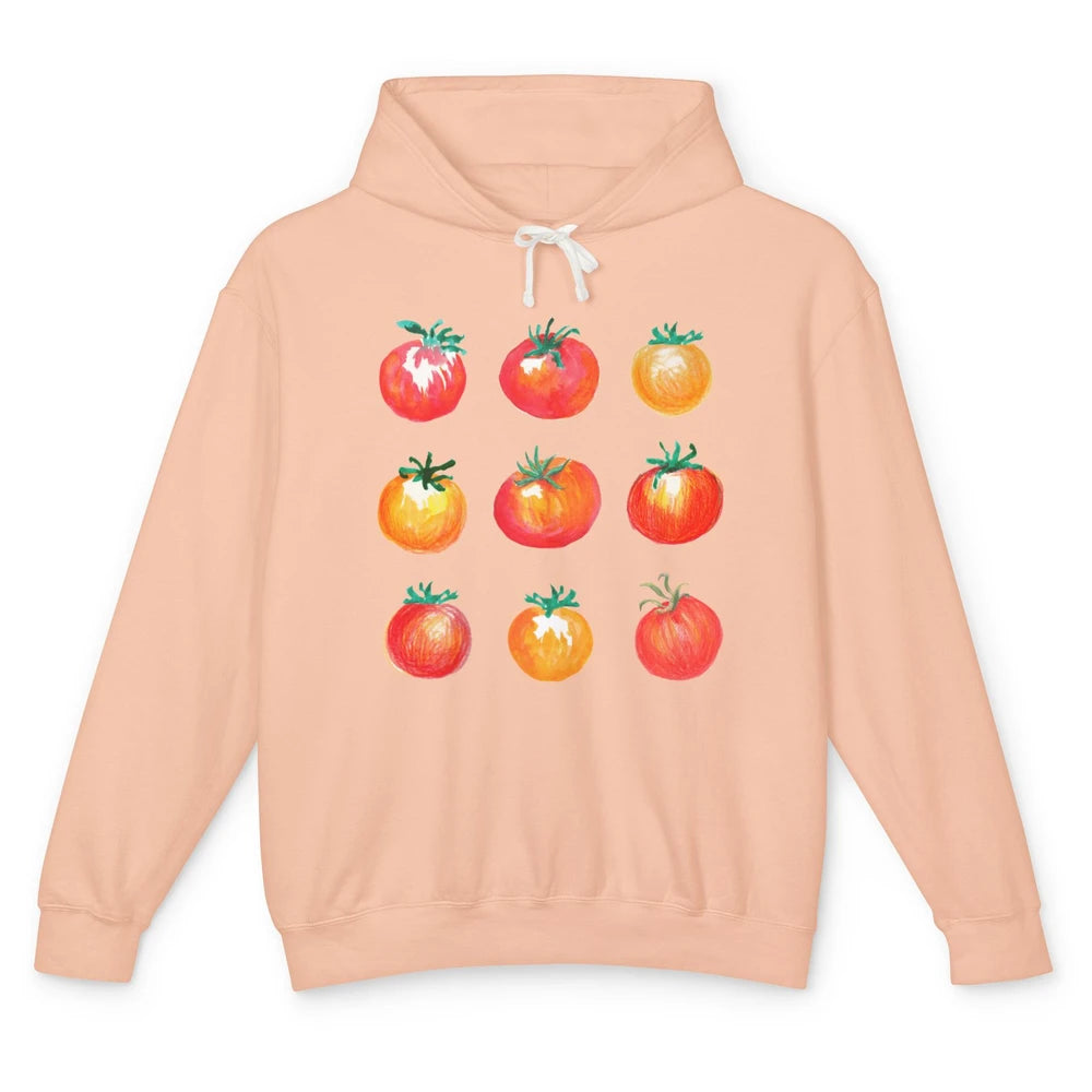 Funny Tomato Pun Hand Draw Tomatoes Watercolor Summer Foodie Unisex Lightweight Hoodie