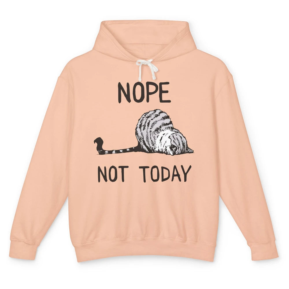 Lazy Cat Nope Not Today Funny Cat Sarcastic Cat Lovers Gift Unisex Lightweight Hoodie