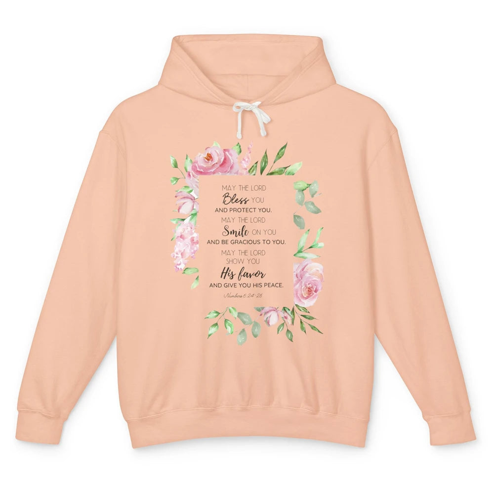 Floral Christian Belief May The Lord Bless You Bible Verse Unisex Lightweight Hoodie