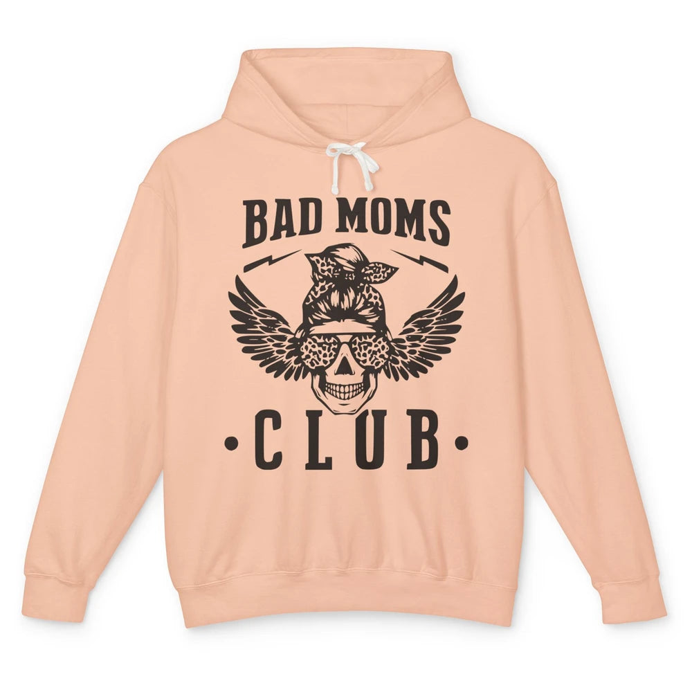 Funny Messy Bun Proud Of Member Of Bad Moms Club Leopard Unisex Lightweight Hoodie