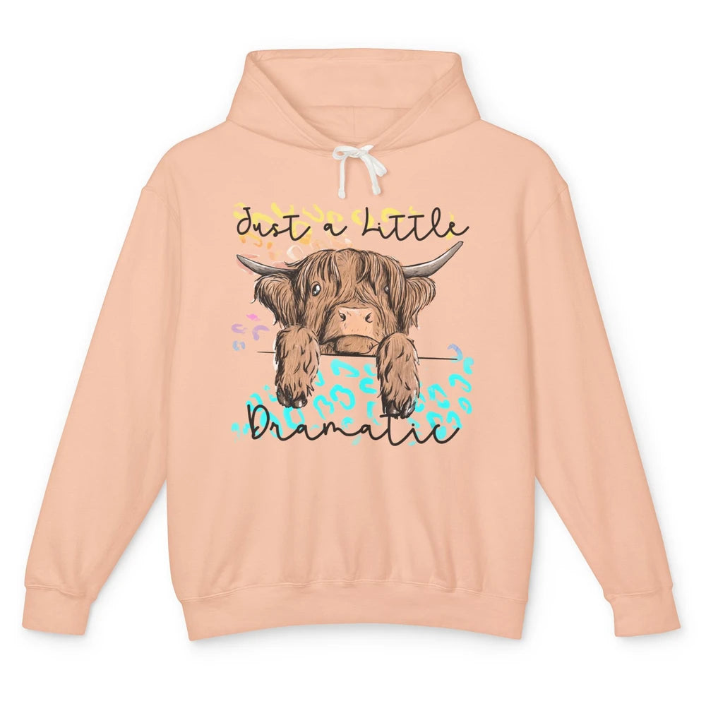 Funny Baby Highland Cow Just A Little Dramatic Western Cow Unisex Lightweight Hoodie