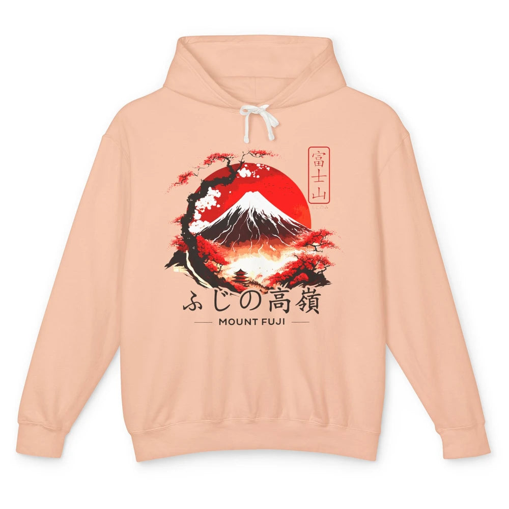 Vintage Sunset Mount Fuji The Highest Mountain In Japan Unisex Lightweight Hoodie