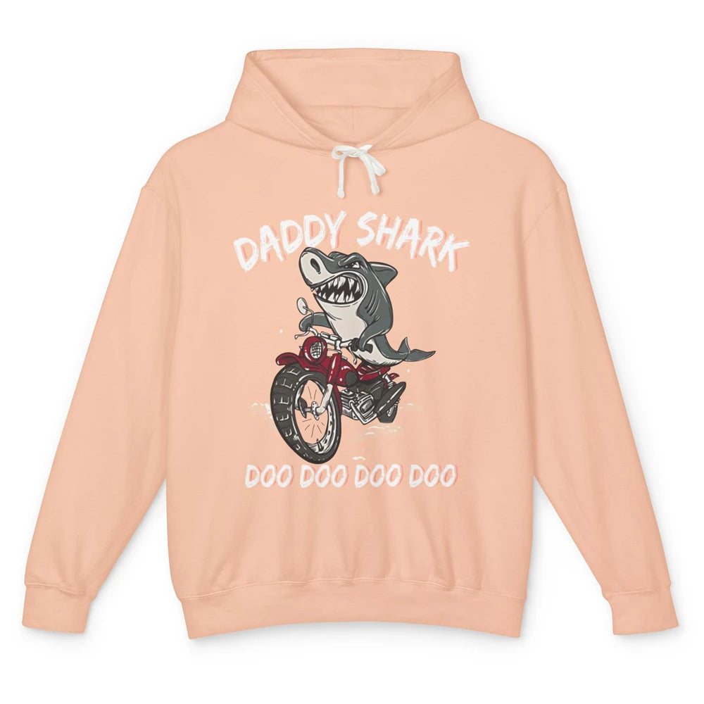 Mens Daddy Shark Motorcycle Funny Biker Dad Fathers Day Gift Unisex Lightweight Hoodie