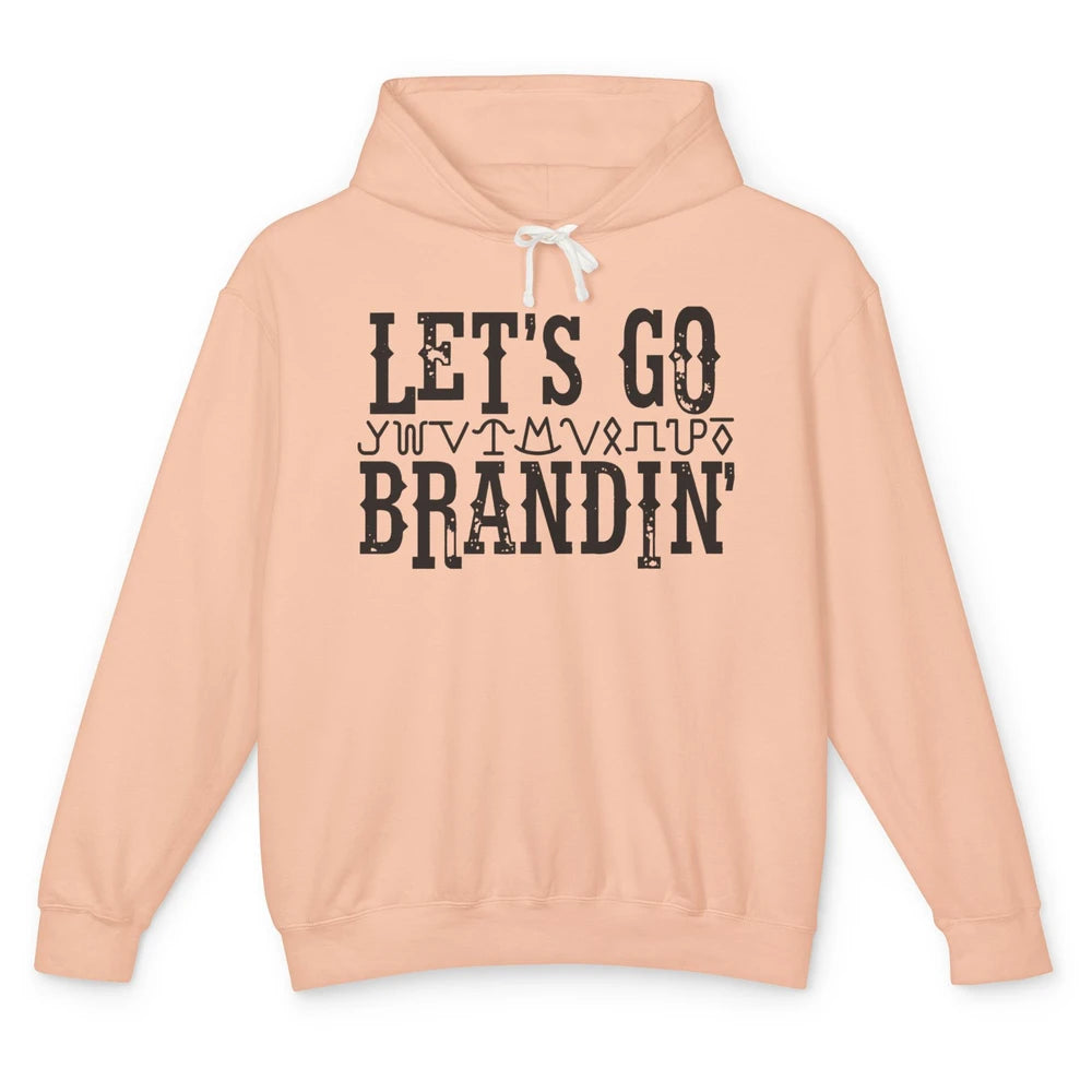 Vintage Cowboy Hat Let's Go Brandin' Western Country Symbols Unisex Lightweight Hoodie