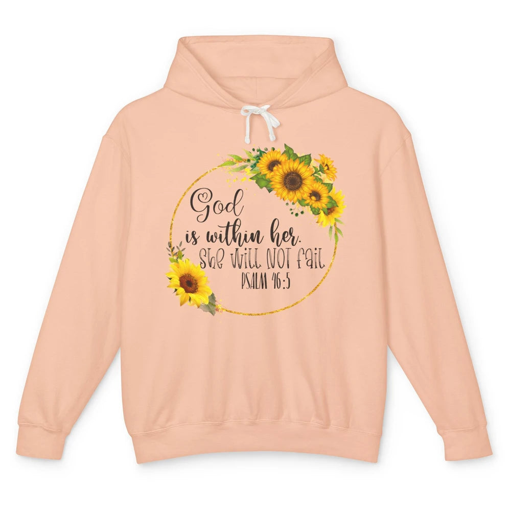 Floral Christian God Is Within Her She Will Not Fall Bible Unisex Lightweight Hoodie