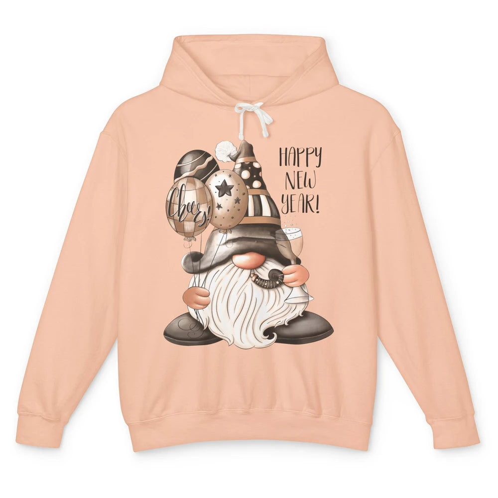 Happy New Year Gnome Champagne New Year Eve Cheer Gnomies Unisex Lightweight Hoodie