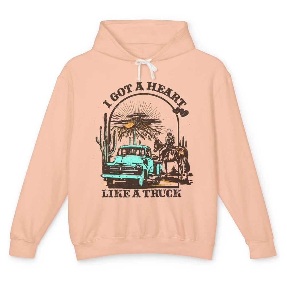 Retro Cowgirl Riding Horse I Got A Heart Western Country Unisex Lightweight Hoodie