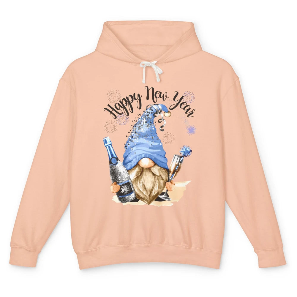 Happy New Year Gnome Champagne New Year Eve Cheer Gnomies Unisex Lightweight Hoodie