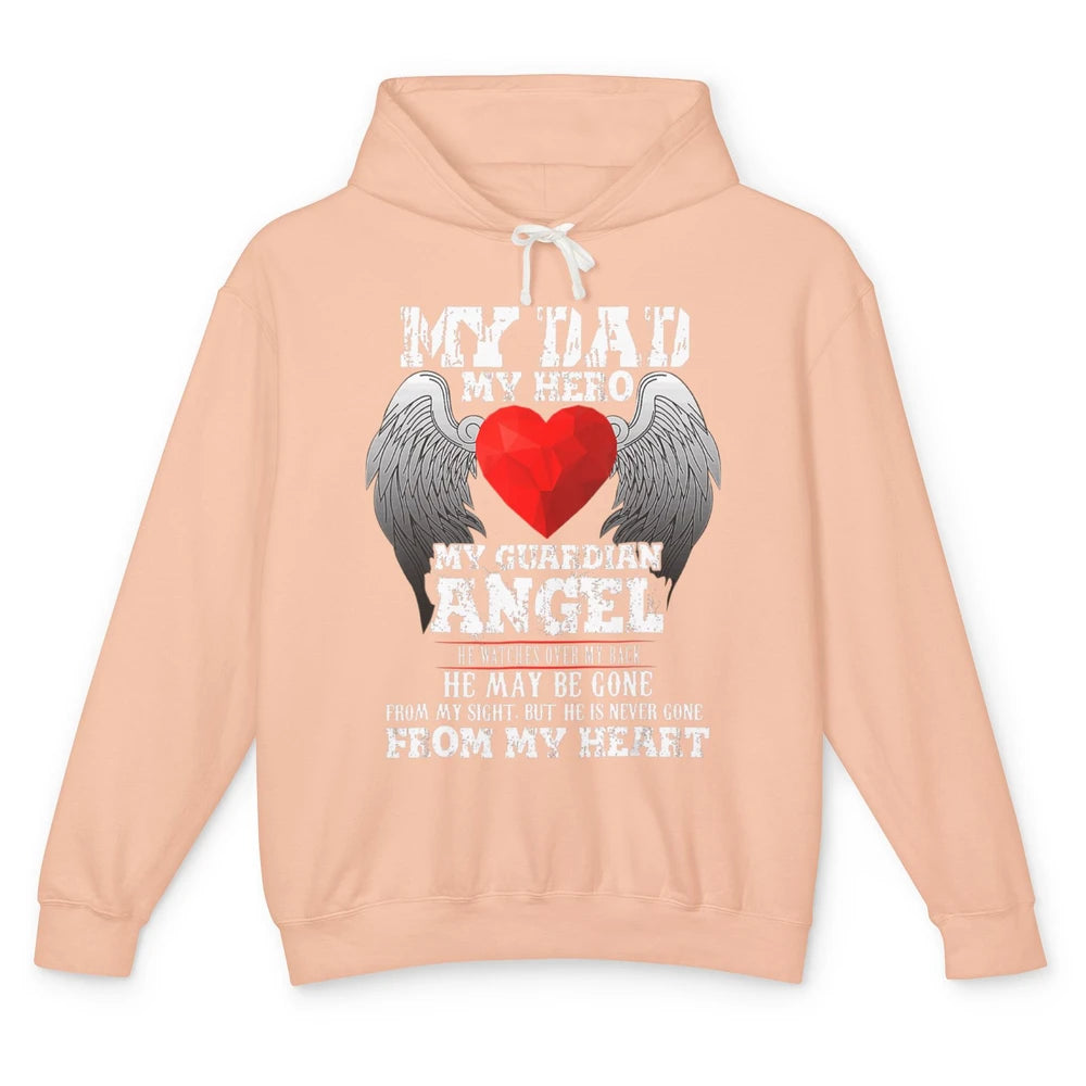 Heaven Beautiful Dad In Heaven Angel Wings Father Guardian Unisex Lightweight Hoodie