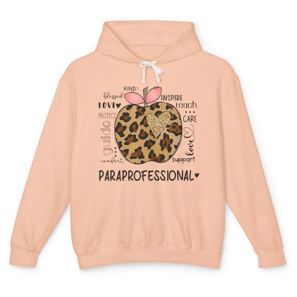 Leopard Apple Kind Para Paraprofessional Life Back To School Unisex Lightweight Hoodie