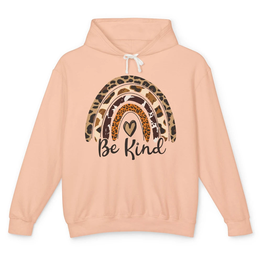 Be Kind Leopard Rainbow Cheetah Rainbow Cute Heart Love Unisex Lightweight Hoodie