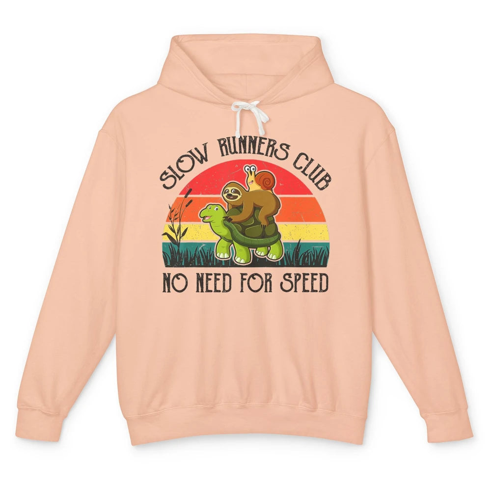 Funny Slow Runners Club Snail Riding Turtle Pun Animal Snail Unisex Lightweight Hoodie