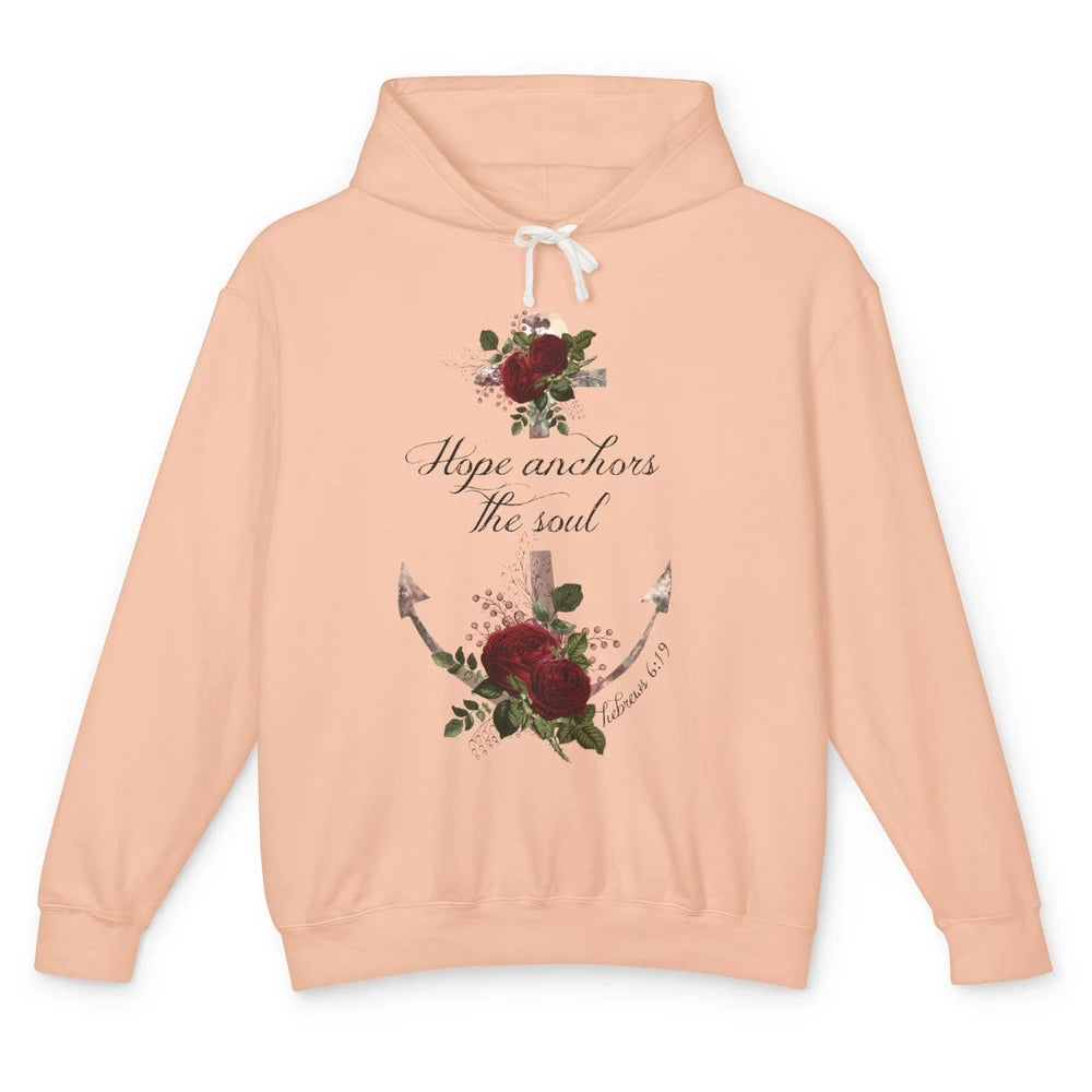 Floral Christian Hope Anchor The Soul Bible Verse Motivation Unisex Lightweight Hoodie