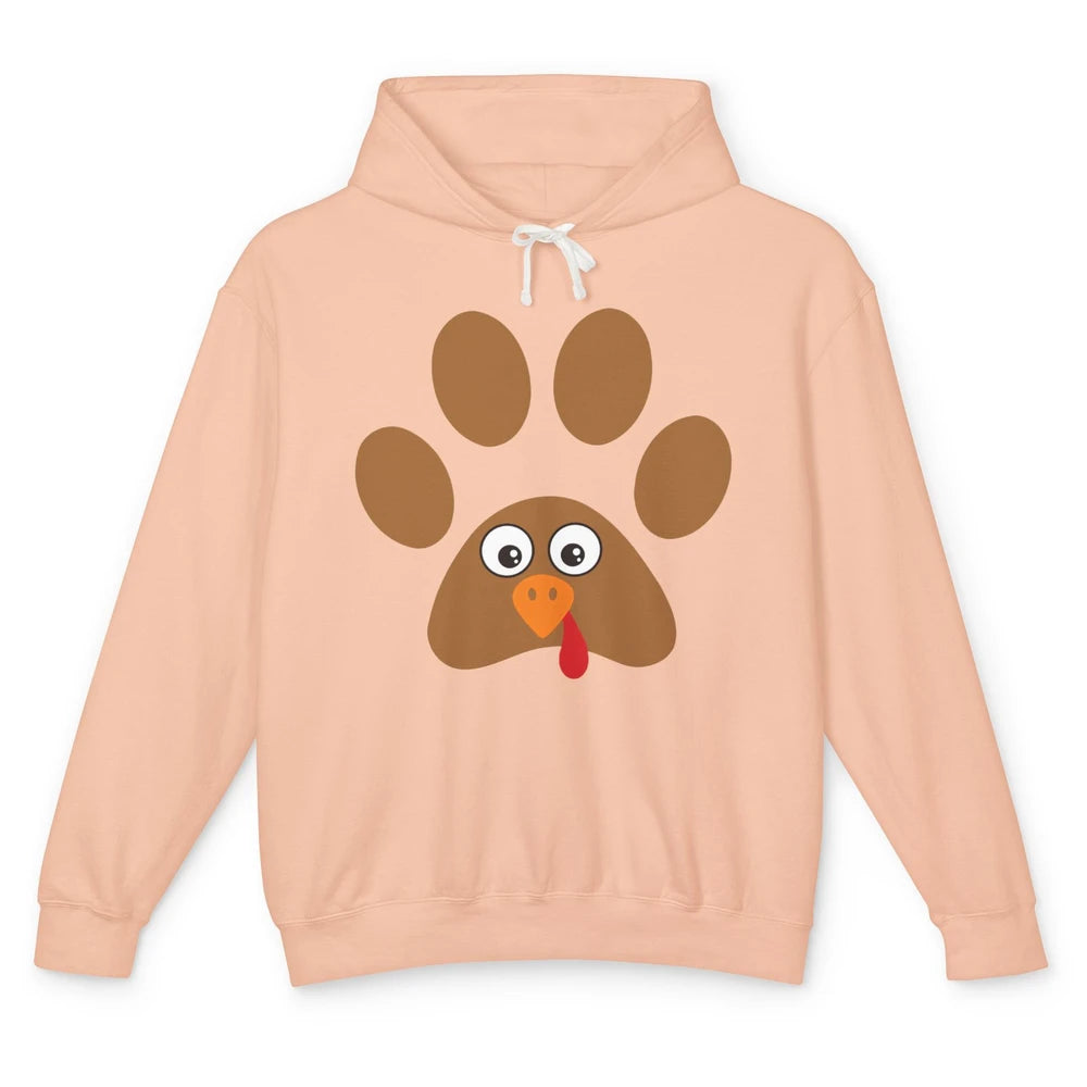 Turkey Pawprint Dog Paw Thanksgiving Cute Puppy Turkey Day Unisex Lightweight Hoodie