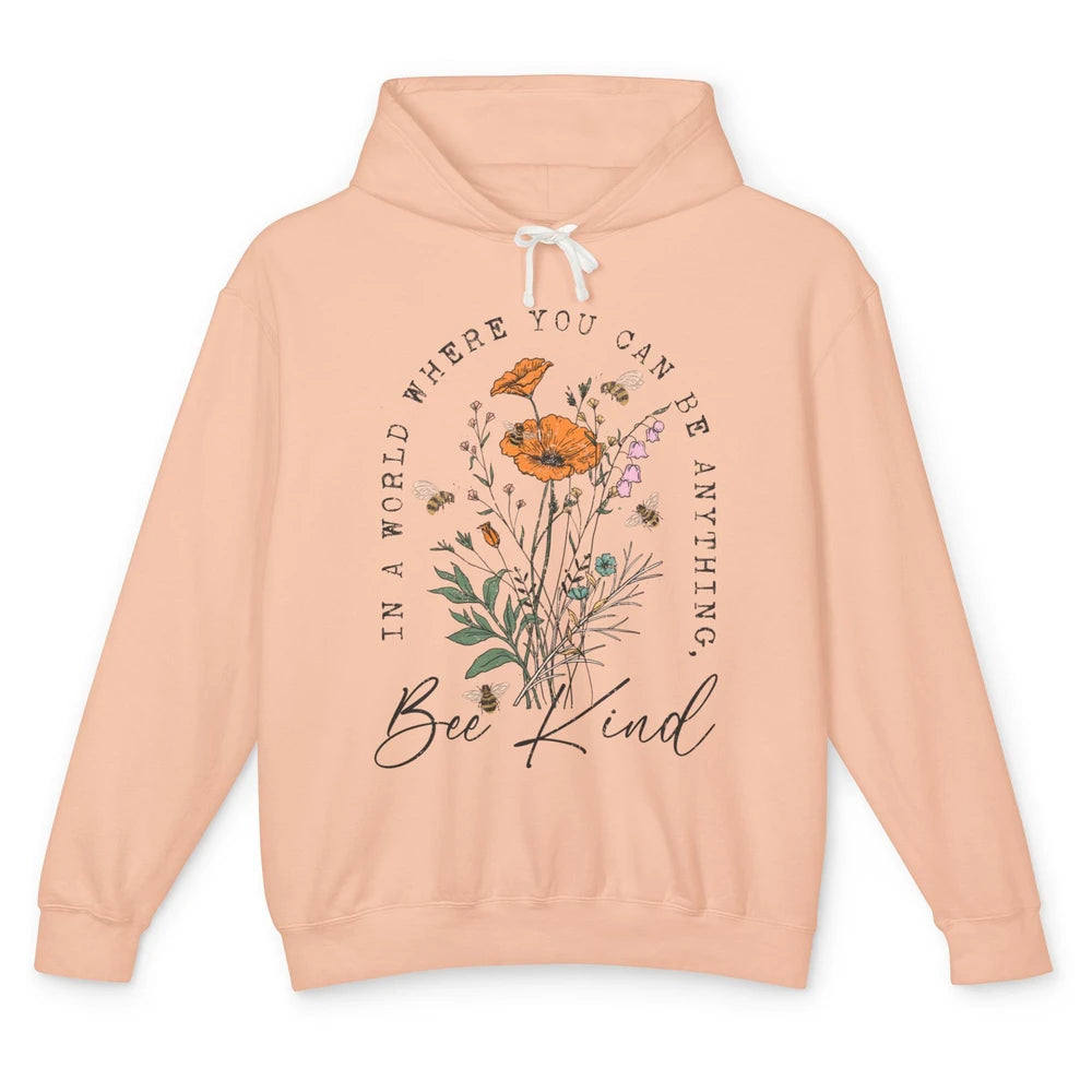 Vintage Bee Kind Daisy Minimalist Positive Mind Wildflower Unisex Lightweight Hoodie