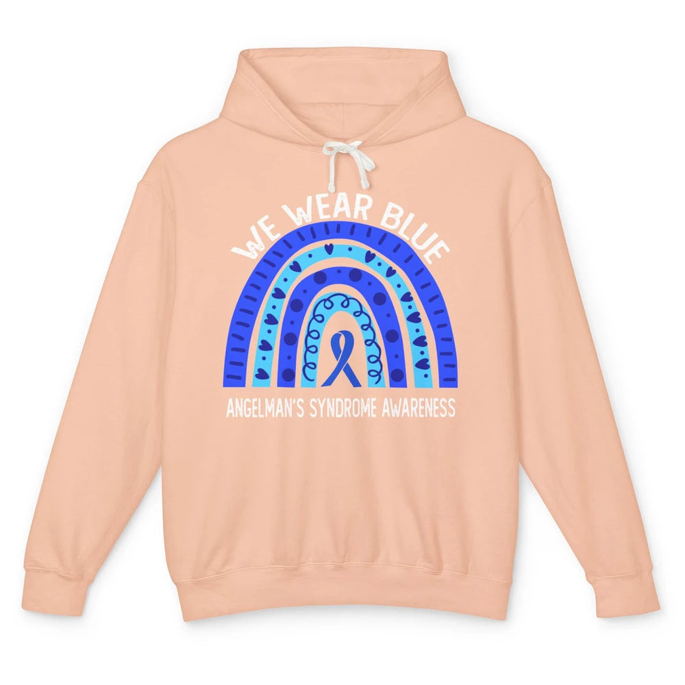 We Wear Blue For Angelman's Syndrome Blue Ribbon Rainbow Unisex Lightweight Hoodie