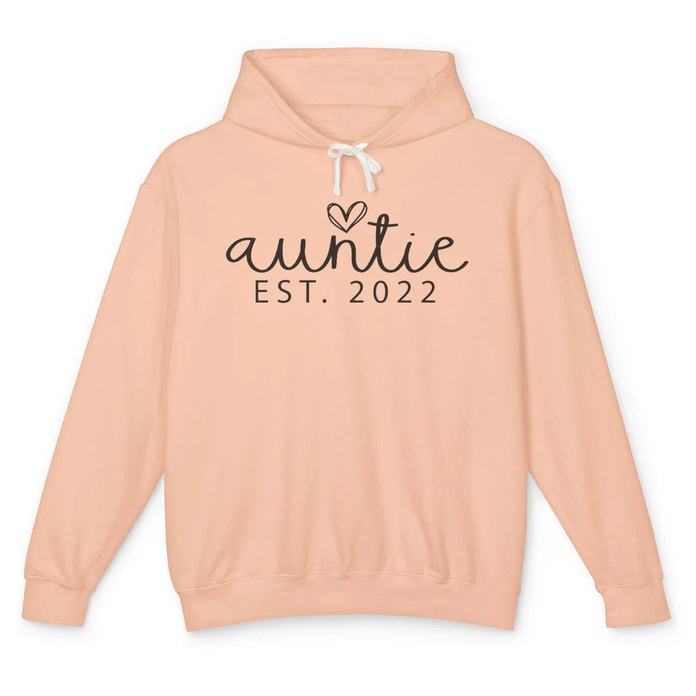 Promoted To Auntie Est 2022 Auntie Sister Pregnancy Reveal Unisex Lightweight Hoodie