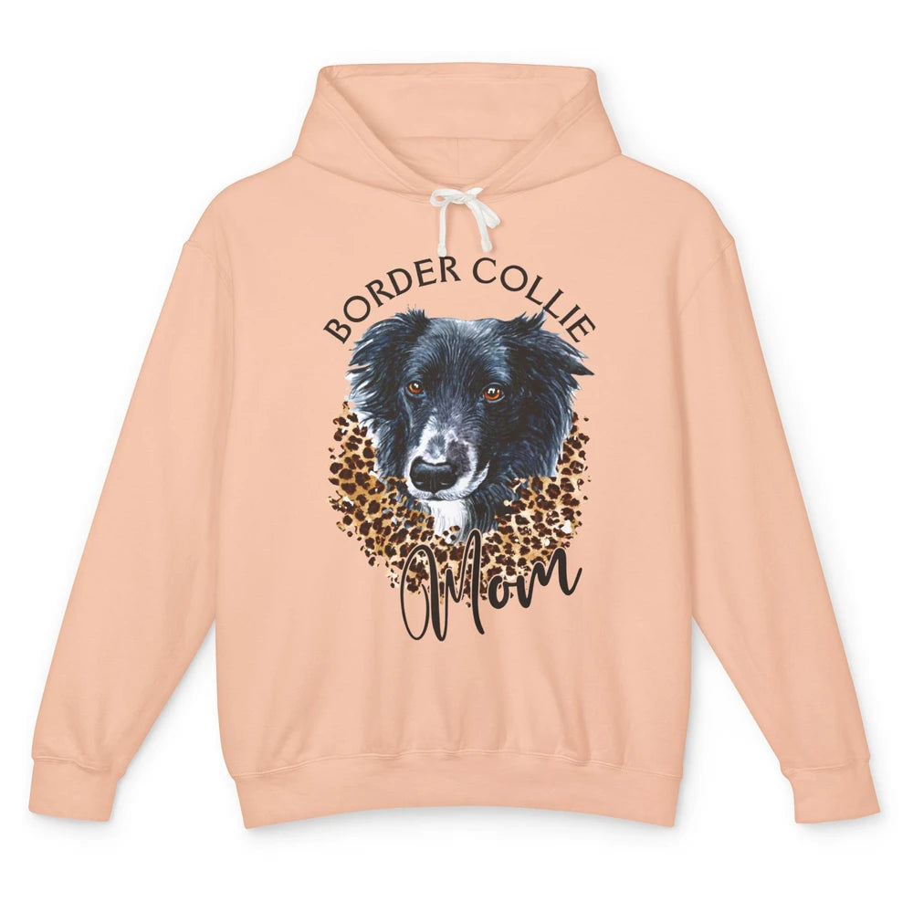 Border Collie Mom Dog Lover Gift Border Collie Leopard Print Unisex Lightweight Hoodie