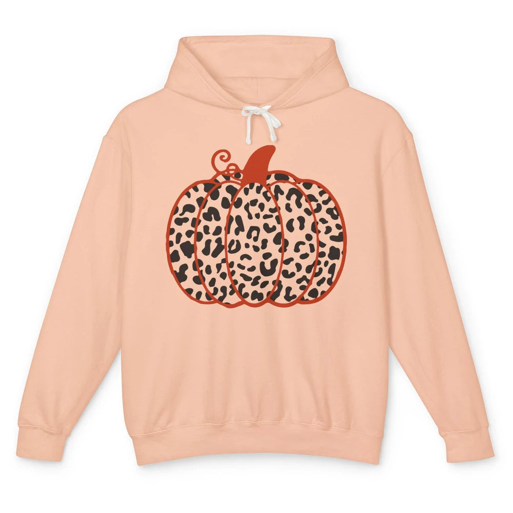 Pumpkin Leopard Fall Autumn Cheetah Pumpkin Thanksgiving Unisex Lightweight Hoodie