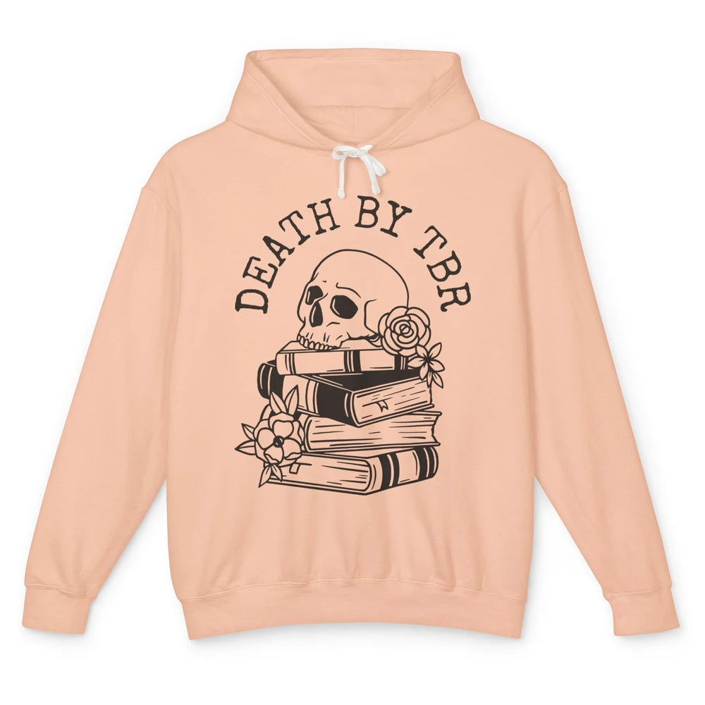 Floral Skull Books Death By TBR Book Reading Lovers Unisex Lightweight Hoodie