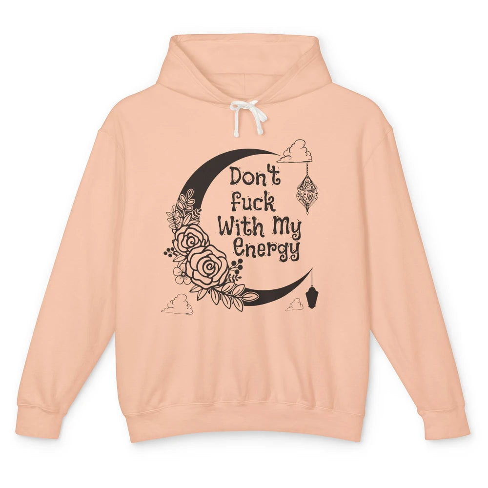 Retro Moon Witchy Don't Mess With My Energy Halloween Witch Unisex Lightweight Hoodie