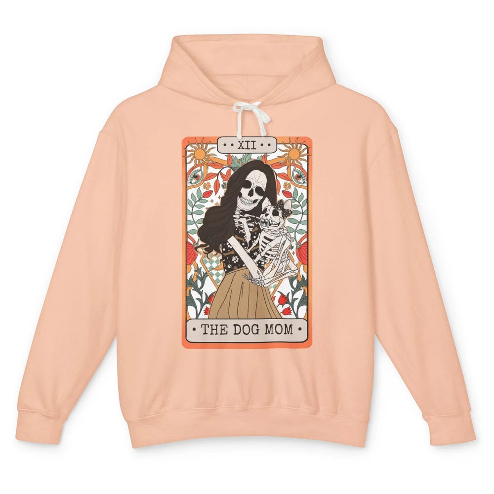 Retro Skeleton Tarot Card The Dog Mom Halloween Dog Lovers Unisex Lightweight Hoodie