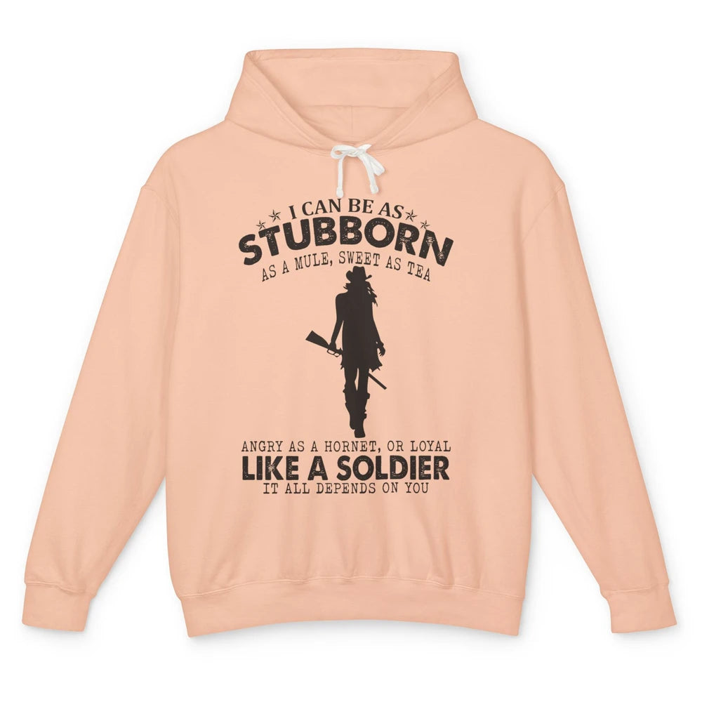 Retro Cowgirl Stubborn As Mule Sweet As Tea Western Country Unisex Lightweight Hoodie