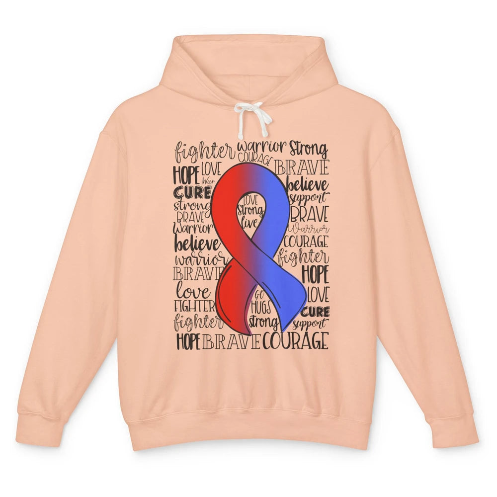 Hypoplastic Left Heart Syndrome Red Blue Ribbon Hope Love Unisex Lightweight Hoodie