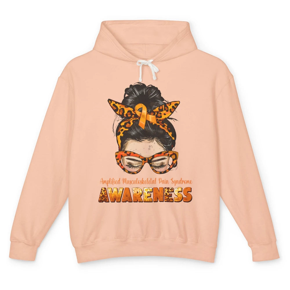 Amplified Musculoskeletal Pain Syndrome Orange Messy Bun Unisex Lightweight Hoodie