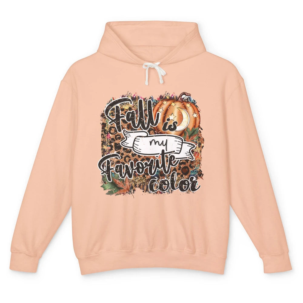 Retro Pumpkin Fall Is My Favorite Color Leopard Autumn Gift Unisex Lightweight Hoodie