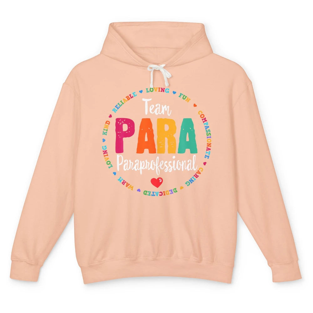 Team Paraprofessional Para Teacher Assistant Education Heart Unisex Lightweight Hoodie