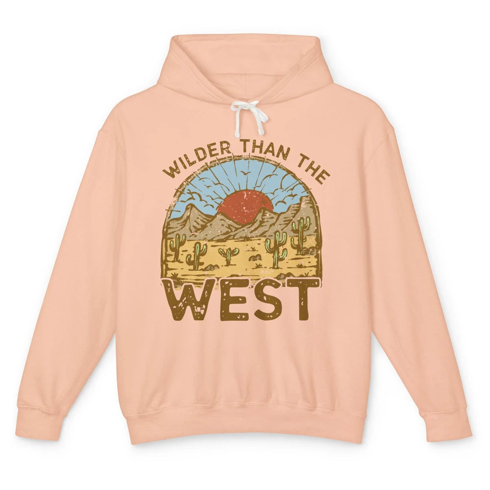 Retro Wilder Than The West Western Country Sunset Desert Unisex Lightweight Hoodie