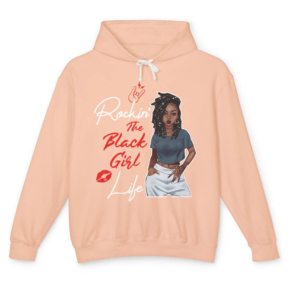 Rockin' The Black Girl Life Black Women Pride Afro Melanin Unisex Lightweight Hoodie