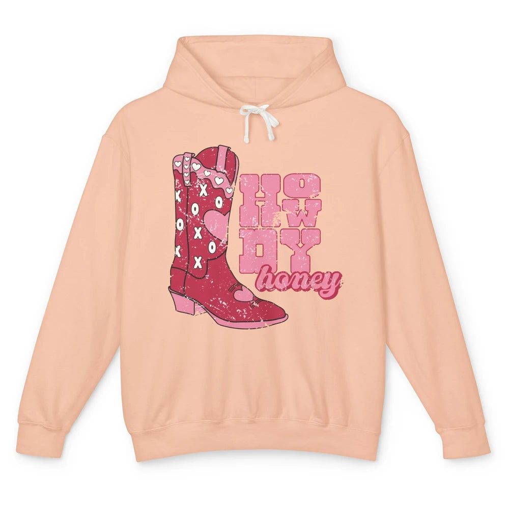 Cowgirl Boots Cowboy Honey Valentines Day Howdy Boho Love Unisex Lightweight Hoodie