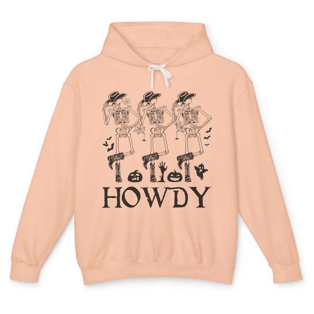 Halloween Skeleton Cowboy Howdy Pumpkin Western Cowgirl Gift Unisex Lightweight Hoodie