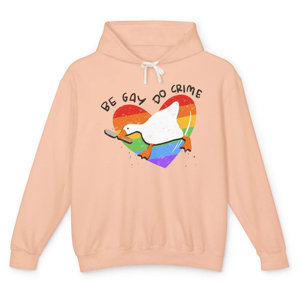 Vintage Duck Rainbow Be Gay Do Crime LGBTQ Community Rights Unisex Lightweight Hoodie