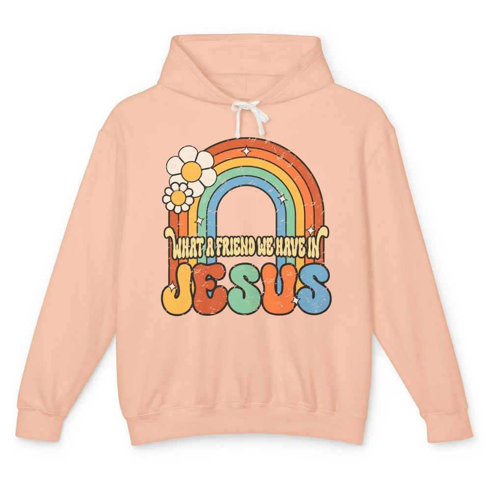 Boho Rainbow Christian What A Friend We Have In Jesus God Unisex Lightweight Hoodie