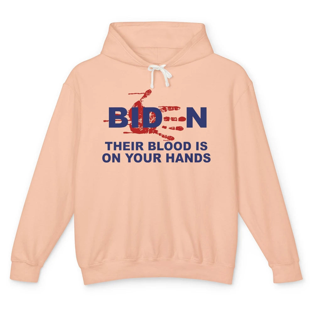 Funny Joe Biden Red Hand Anti Biden Liberal Republican Gift Unisex Lightweight Hoodie