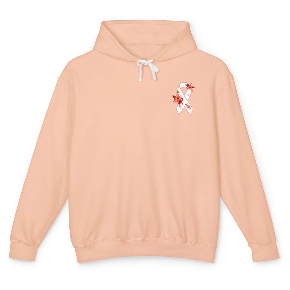 Hyperparathyroidism Awareness Red White Ribbon Parathyroid Unisex Lightweight Hoodie